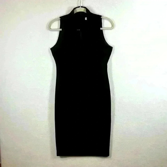 Calvin Klein Sheath Dress Women’s Sz 8 Black Polyester Business Office Evening - Picture 1 of 11